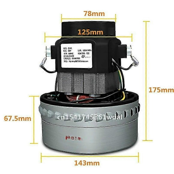 Reemplazo de motor de absorción de agua para aspiradora industrial universal de 1500 W, 200 V-240 V, 50 Hz, 143 mm de diámetro