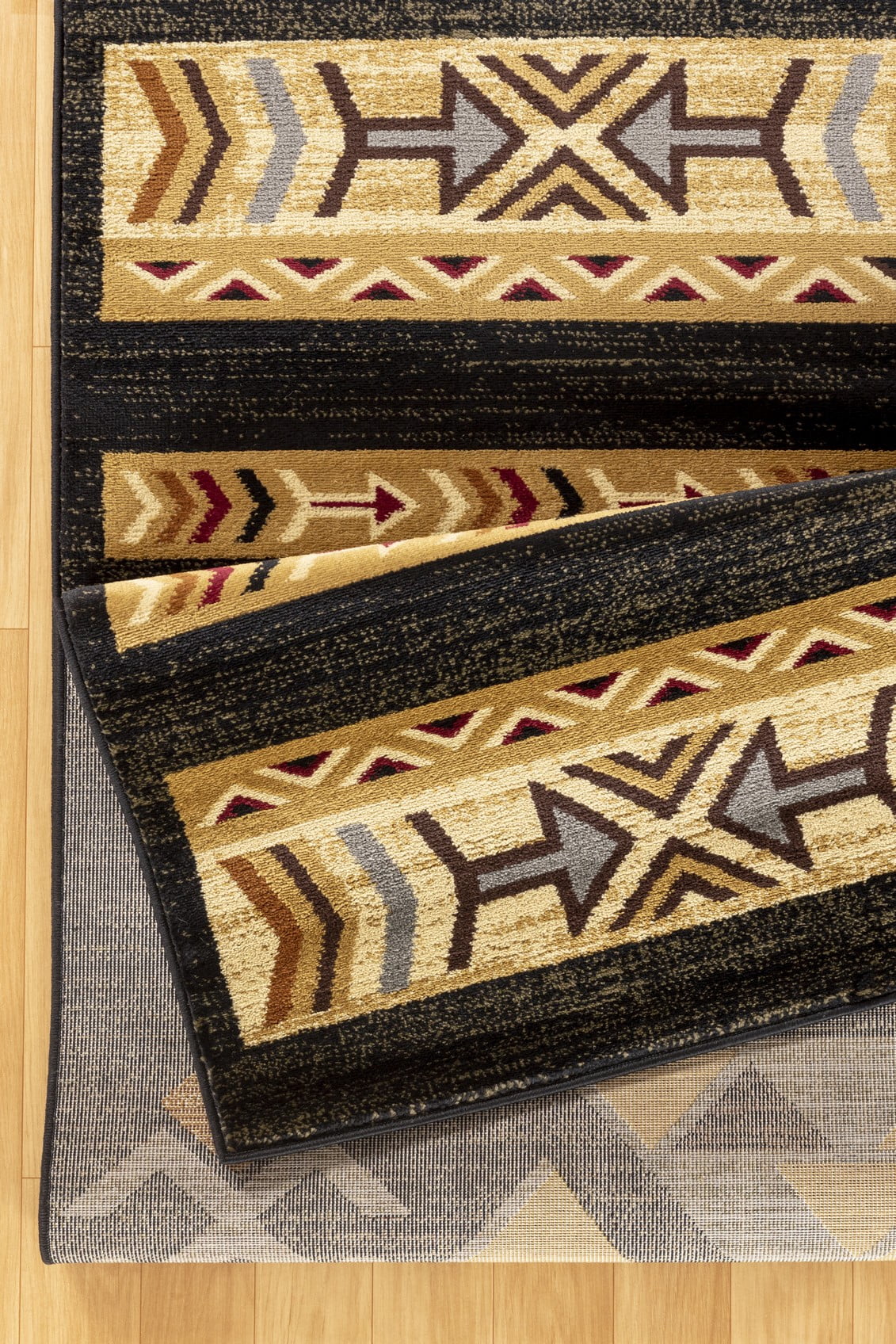 Yoneston 5' x 7' Southwest Design Accent Area Rug for Living Room, Retro Rug with Soft & Non-Slip for Bedroom Dining Room Decoration, Black