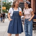 thumbnail image 2 of Agnes Orinda Women's Plus Size Denim Overalls Dress Sleeveless Adjustable Straps Waist Buttons Romper Casual Jumper Jean Midi Dresses 2026 with Pockets 2X Blue, 2 of 8