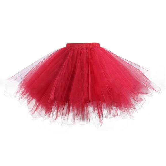 Riforla Carnival Women's Tutu Skirt Christmas Dance Party Solid Color Mesh Tutu Skirt Holiday Ballet Skirt Womens Skirts Deep Red_001 M