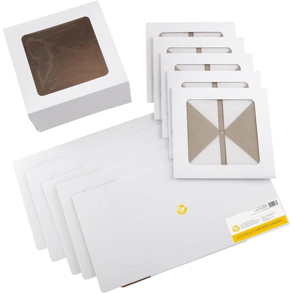 Wilton 12-Inch Cake Boxes with Windows for 10-Inch Cakes, White, Sturdy Cardboard, 6-Count