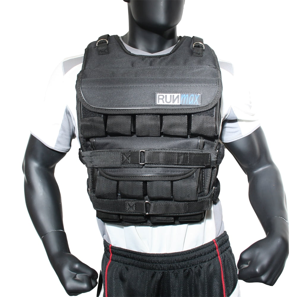RUNmax Adjustable Weighted Vest with SHOULDER PADS 20lbs-140lbs Weight Options 
