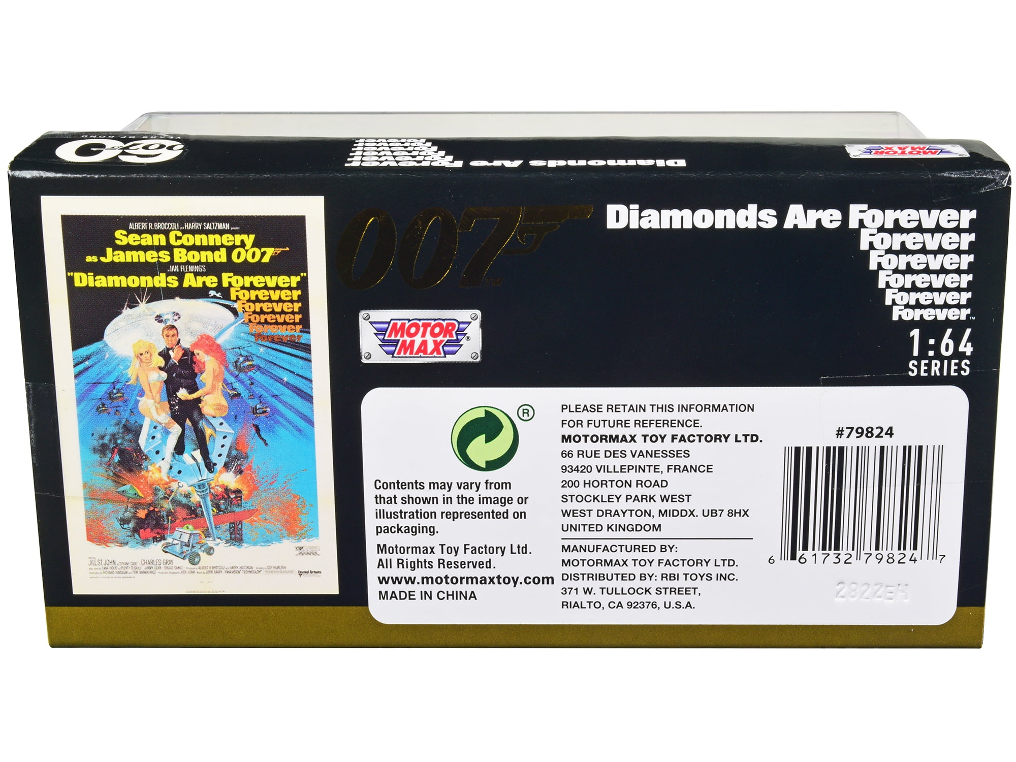 1971 Ford Mustang Mach 1 Red James Bond 007 "Diamonds are Forever" (1971) Movie with Display 1/64 Diecast Model Car by Motormax