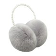 thumbnail image 1 of Women Earmuff Imitation Pearl Decor Faux Rabbit Fur Plush Solid Color Non-slip Ear Protection Comfortable Autumn Winter Girls Ear Warmer for Going Out, 1 of 9
