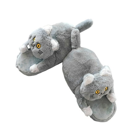 

Indoor Thick Sole Slippers Non-slipped and Wear Resistant Suitable for Bedroom Living Room Gray Cat 36-38