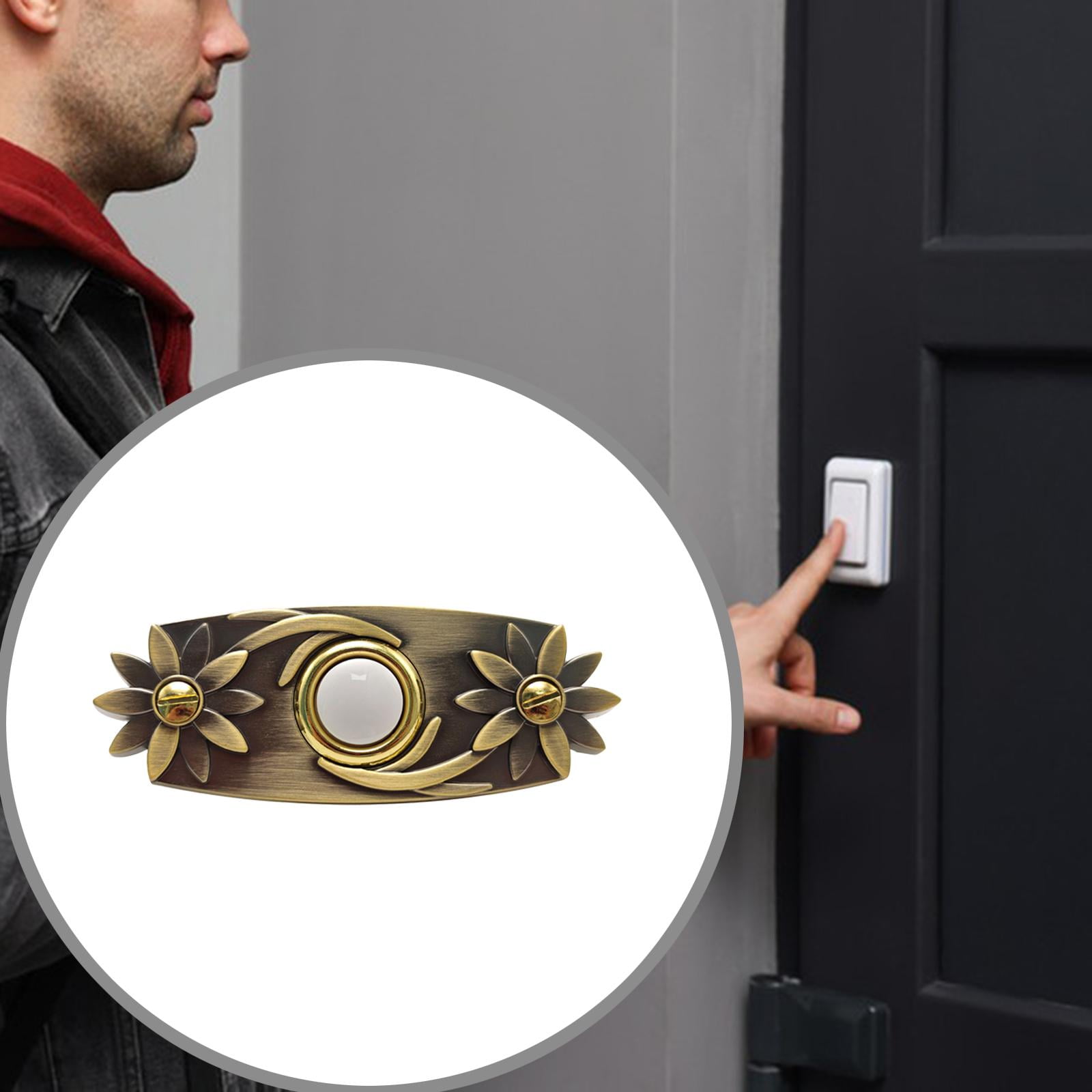 Doorbell Button Wired Replacement Retro Design Decorative Brass Door Opener Button LED Light for Residential Use