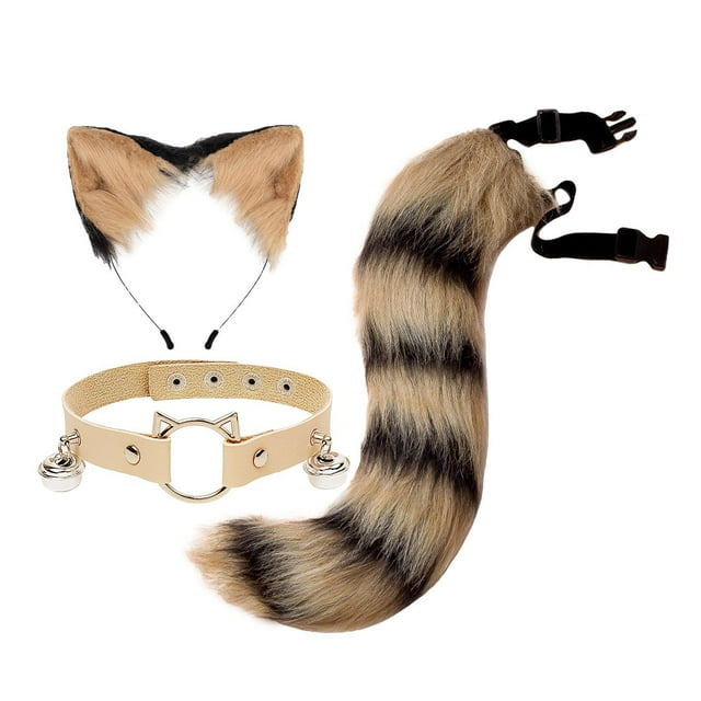 Qarigey Faux Cat Ears and Tail Costume Gift Dress Set Fancy for Stage Shows Disfraces de disfraces Amarillo negro
