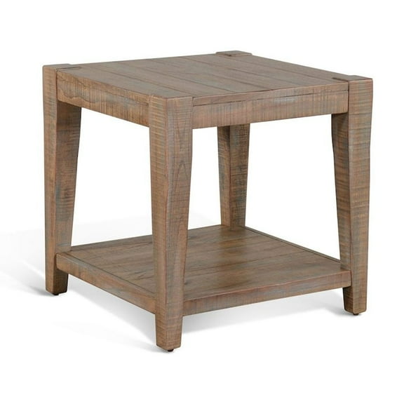 Sunny Designs 24" Modern Mindi Wood End Table in Weathered Brown
