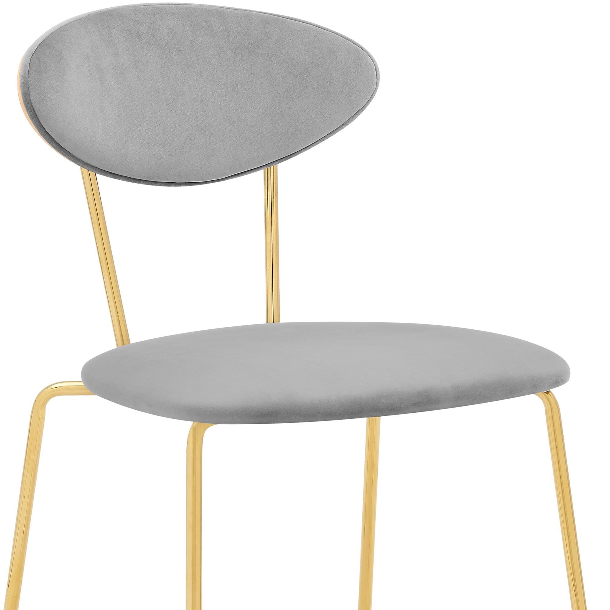 Neo Modern Gray Velvet and Gold Metal Leg Dining Room Chairs - Set of 2