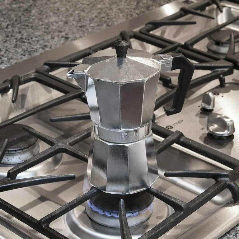 Primula's Classic Aluminum Moka Pot Stovetop Espresso Maker, 6-Cup, Chrome Primula Size: 9 Shots