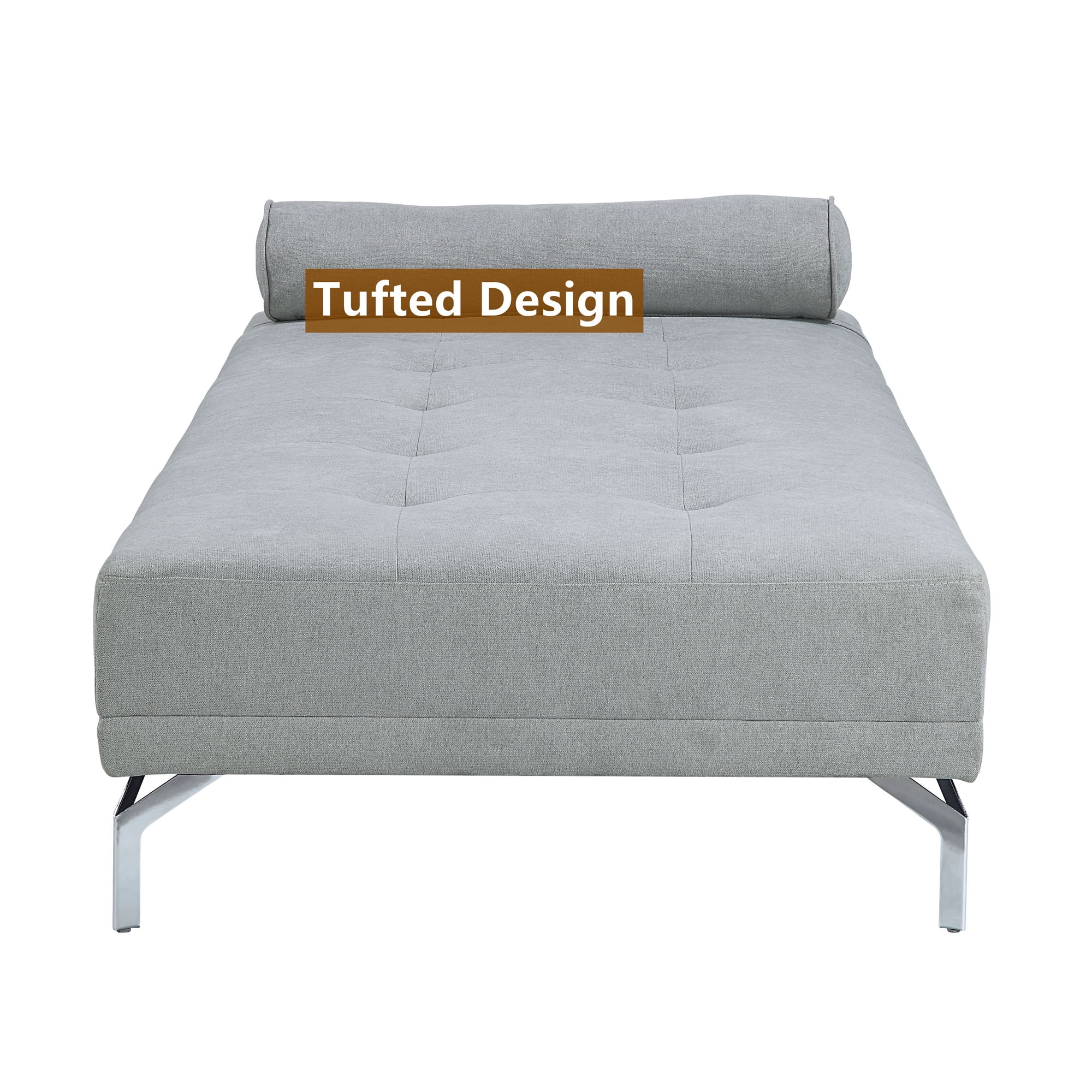 Aukfa 74"x34" Sofa Bed, Oversized Tufted Bench Lounge with Pillows, Twin Size, Flannel, Gray