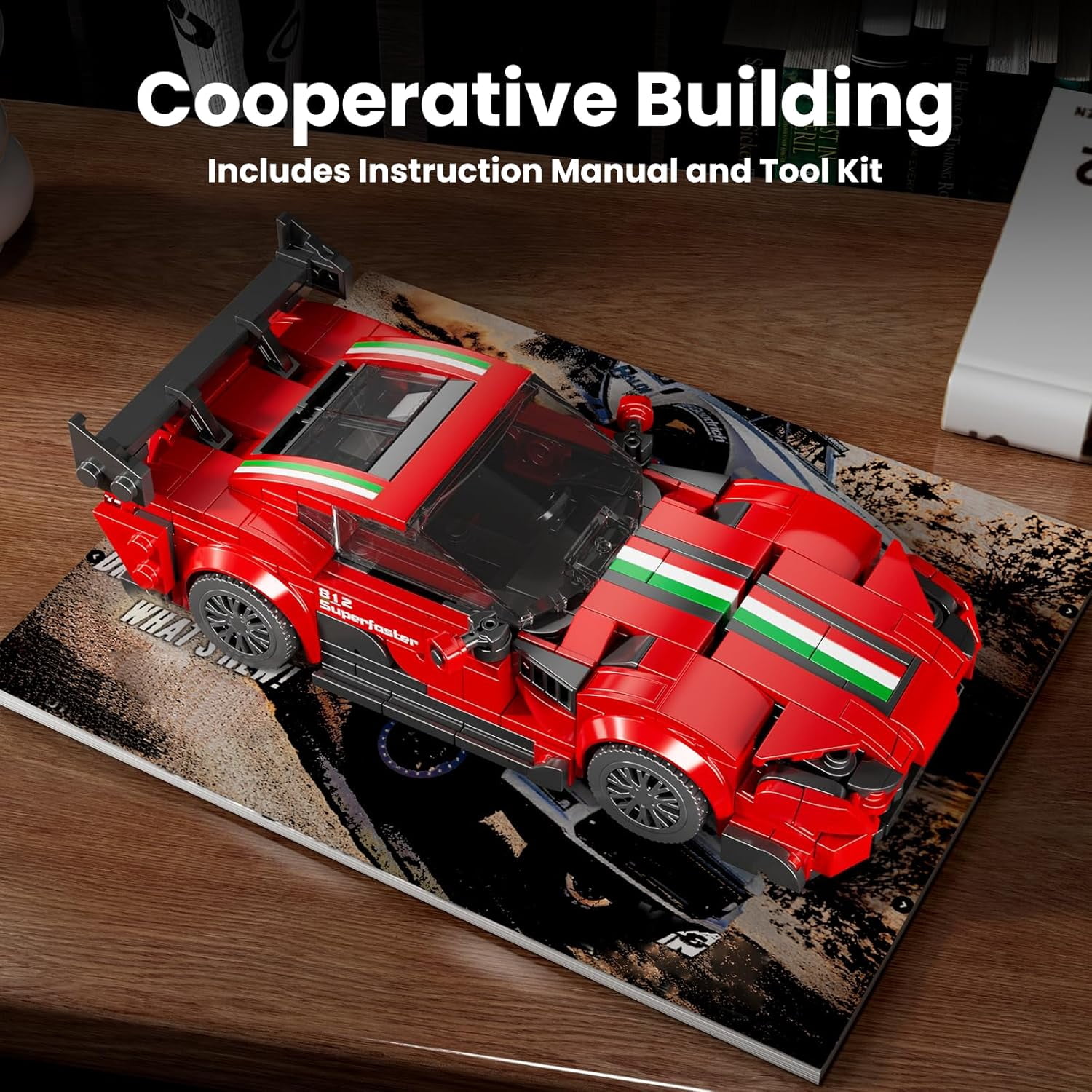F81Z Classic Sports Car Building Kits, MOC Racing Car Toys Model, Vehicle Blocks Set Suitable for Boys to Build, House Decoration   Adults  (449 Pcs)
