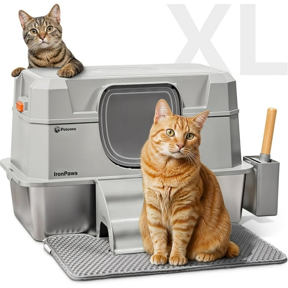 Caja higiénica PetCove de acero inoxidable 28L XL para gatos grandes