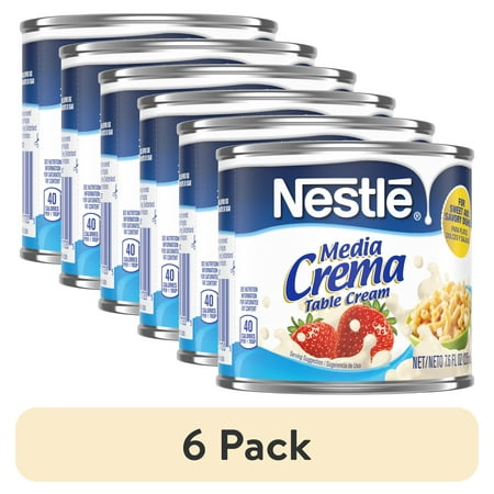 (6 pack) Nestle Media Crema Neutral Flavor Heavy Table Dairy Cream, 7.6 fl oz Can