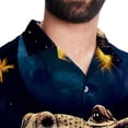 thumbnail image 5 of Crocodile Starry Sky Sunflower Men's Short Sleeve Poplin Shirt - Casual Printed Button Down Short Summer Beach Shirts Unisex940, 5 of 6