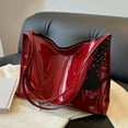 thumbnail image 2 of DEBGFS Stylish Patent Leather Tote Bag Solid Color Large Capacity Shoulder Bag Bucket Bags Underarm Bag For Daily Use,Black, 2 of 7