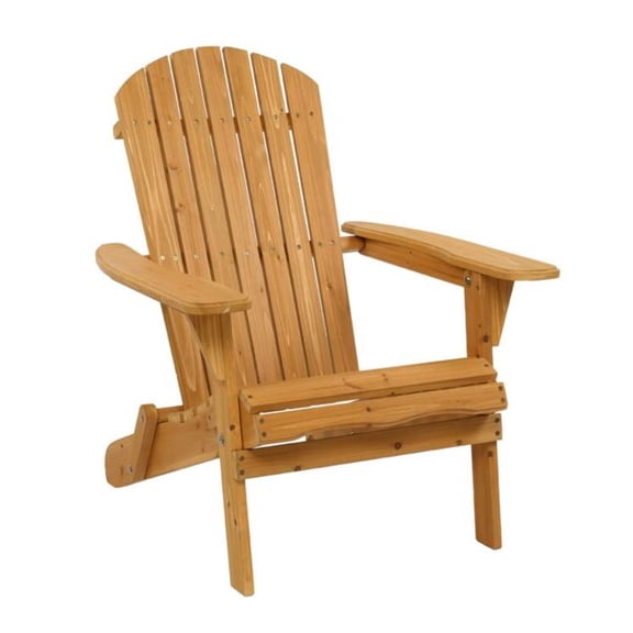 Folding Adirondack Chair, Wooden Lounger, Outdoor Patio Furniture, Natural Finish, Space Saving Design, Beach & Garden Seating