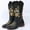 Black, variant on Women's Sunflower Embroidery Cowboy Boots, Low Heel, Brown, Size 10