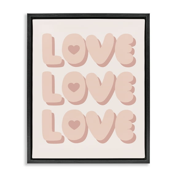 Stupell Industries Love with Hearts Text & Numbers Painting Black Floater Framed Canvas Art Print Wall Art, 17 x 21