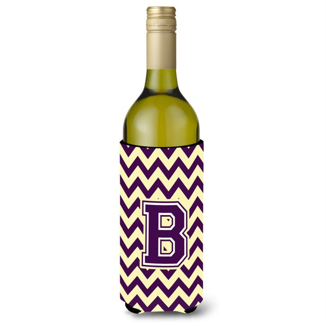 Letra B Chevron Púrpura y Oro Botella Bebida Aislante Hugger CJ1058-BLITERK Caroline's Treasures CJ1058-BLITERK