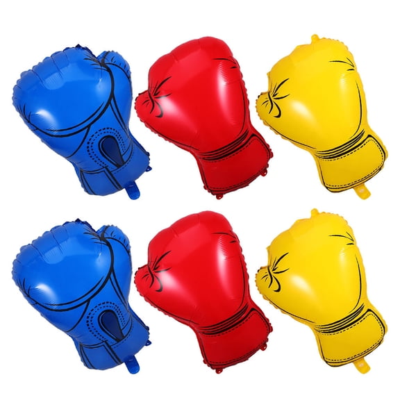 LOLIPPYY 6Pcs Vibrant Multi Color Boxing Balloons for Themed Birthday and Wrestling Night Party Decor