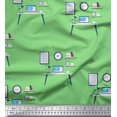 thumbnail image 1 of Soimoi Green Modal Satin Fabric Monitor,Books & Study Table Education Theme Print Sewing Fabric Yard 42 Inch Wide, 1 of 3