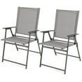thumbnail image 1 of Gymax 2PCS Folding Portable Dining Chairs Metal Frame Armrests Outdoor Patio Grey, 1 of 4