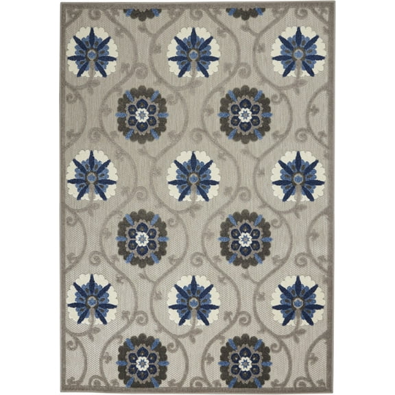 4’ x 6’ Gray and Blue Indoor Outdoor Area Rug