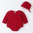 thumbnail image 4 of Gibobby Mamelucos para bebe niño polar Bebés recién nacidos niñas pajarita sólido primavera invierno manga larga mono sombrero ropa(Vino, 18-24 Meses), 4 of 5