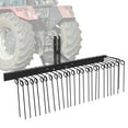 thumbnail image 1 of 60 Inch Pine Straw Rake, 26 Coil Spring Tines Durable Powder Coated Steel Tow Behind Landscape Rake with 3 Point Hitch Receiver Attachment Fit to Cat0 Cat 1 Tractors for Leaves Grass, Black, 1 of 7