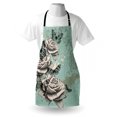 thumbnail image 3 of Rose Apron Grunge Composition with Hand Drawing Style Roses Butterflies Vintage Artistic, Unisex Kitchen Bib Apron with Adjustable Neck for Cooking Baking Gardening, Seafoam Grey Black, by Ambesonne, 3 of 3
