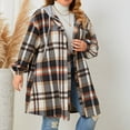 thumbnail image 3 of Leesechin Womens Long Sleeve Plaid Shirts Flannel Lapel Button Down Shacket Jacket Coats, 3 of 9