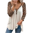 thumbnail image 2 of Abcnature Long Sleeve Shirts for Women, Fashion Fall Clothing Sexy Leopard Print V Neck Tunic Tops Casual Loose Comfy Zipper Tops White M, 2 of 5