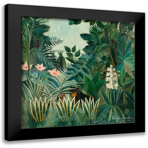 Rousseau, Henri 12x12 Black Modern Framed Museum Art Print Titled - The Equatorial Jungle 1909