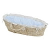 Natural Moses Basket - Beige Gingham Bedding-Bedding:Blue Gingham,Finish:Natural