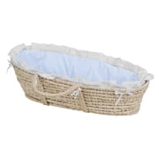 Natural Moses Basket - Beige Gingham Bedding-Bedding:Blue Gingham,Finish:Natural
