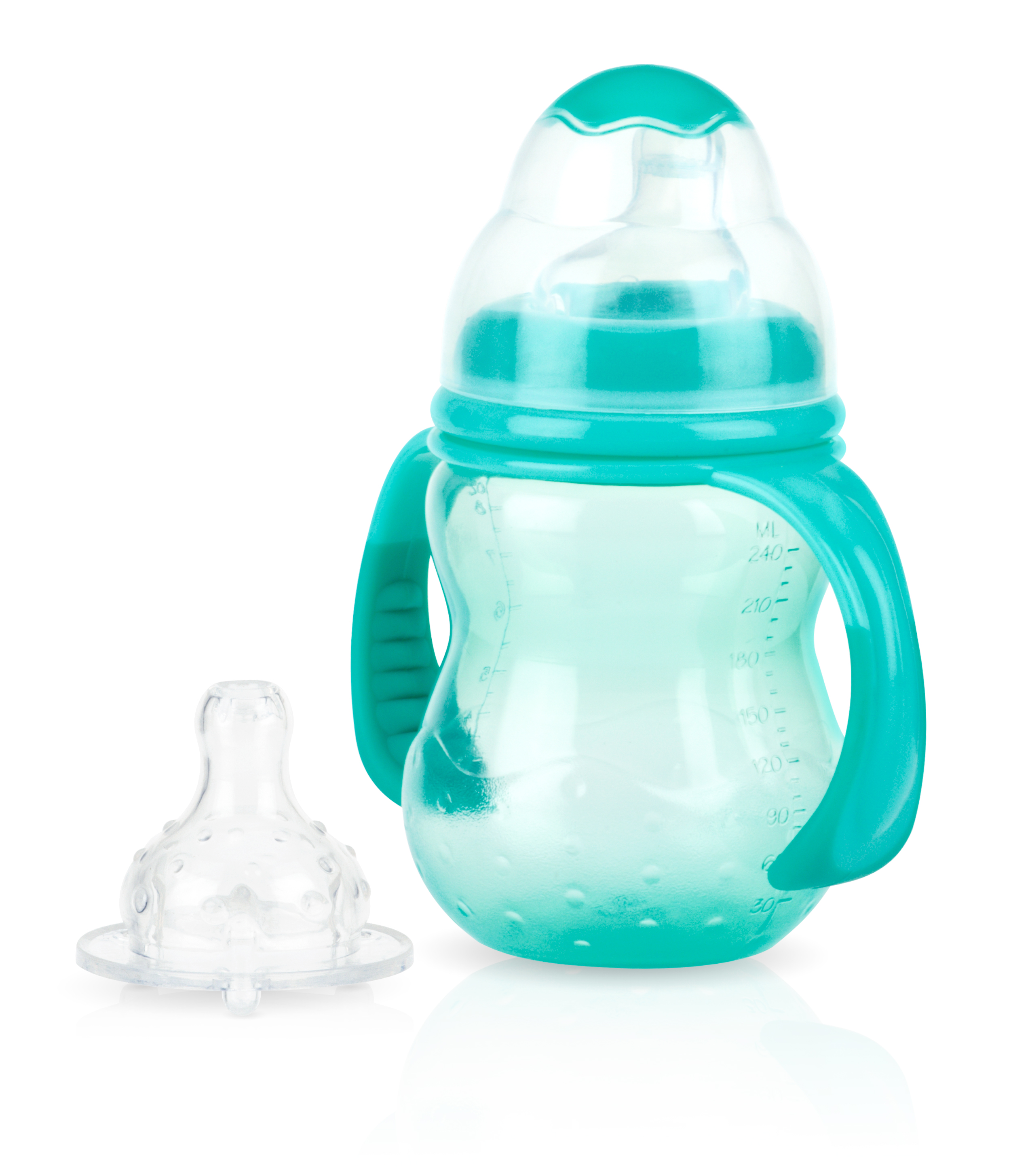 Nuby 3 Stage Baby Bottle with Handles, 3m+, Wide-Neck, 8 oz - image 2 of 3