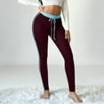 thumbnail image 3 of Yoga Leggings for Women, High Waist Elastic Drawstring Slim Trousers, Side Striped Casual Jogger Gym Sport Pants, 3 of 7