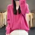 thumbnail image 6 of Women's Zip Up Hooded Cardigan Oversized Soft Warm Knit Sweater Casual Long Sleeve Open Front Fall Winter Pullover for Outdoors and Lounge, 6 of 7