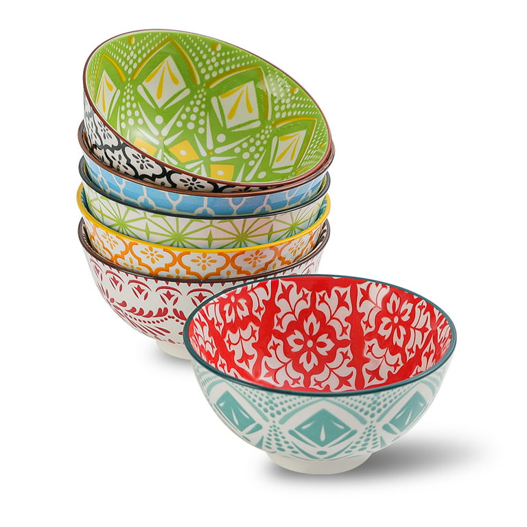 AHX 6 Pack Porcelain Cereal Bowls, 23oz Colorful Salad Soup Bowl
