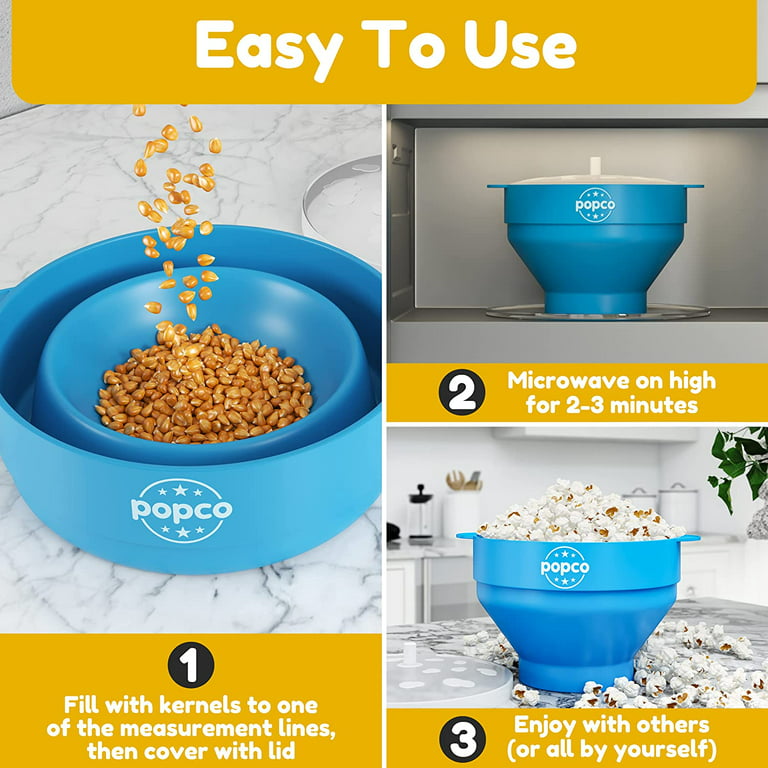 The Original Hotpop Microwave Popcorn Popper, Silicone Popcorn Maker,  Collapsible Microwave Popcorn Bowl BPA-Free & Dishwasher Safe (Cherry)