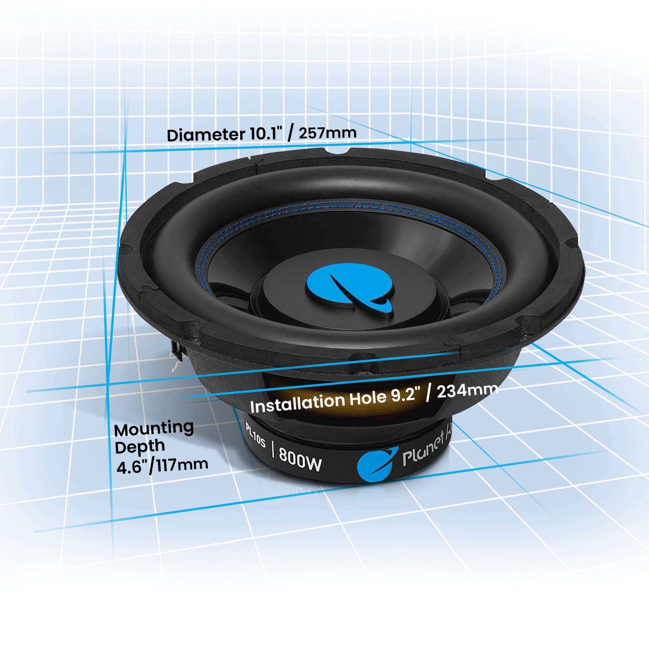 Planet Audio PL10S Anarchy Series 10 inch Car Subwoofer - 800 Watts Max, Single 4 Ohm Voice Coil, Sold Individually, Hook up to Amp