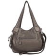 thumbnail image 3 of Braided Washed Leather Soft Purse Ultra Soft Leather Shoulder Bag Grey, 3 of 6