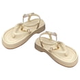 thumbnail image 4 of Sandalia de fondo grueso Forro suave Antideslizante Sandalias con estilo para mujer Sandalias para citas de verano Playa Beige 37, 4 of 8