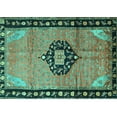 thumbnail image 1 of Ahgly Company Machine Washable Indoor Rectangle Medallion Turquoise Blue Traditional Area Rugs, 3' x 5', 1 of 4