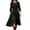 Black, variant on CHGBMOK Women's 3/4 Sleeve Dress Smocked Waist Flowy A Line Midi Dresses Casual Round Neck Dress
