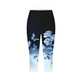 thumbnail image 4 of Capris Length Sweatpants for Women Capris for Women Flower Printed High Waisted Leggings Stretchy Athletic Gym Tights Workout Cropped Yoga Pants Black S, 4 of 5