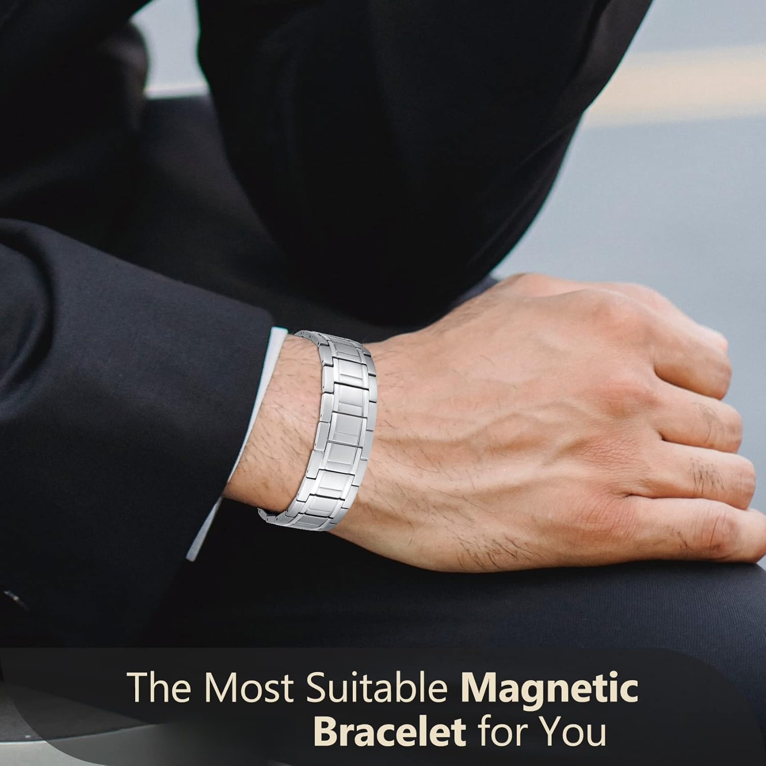 Magnetic Bracelets for Men, Stainless Steel Bracelets with 3X Magnets，8.6inches（22cm）