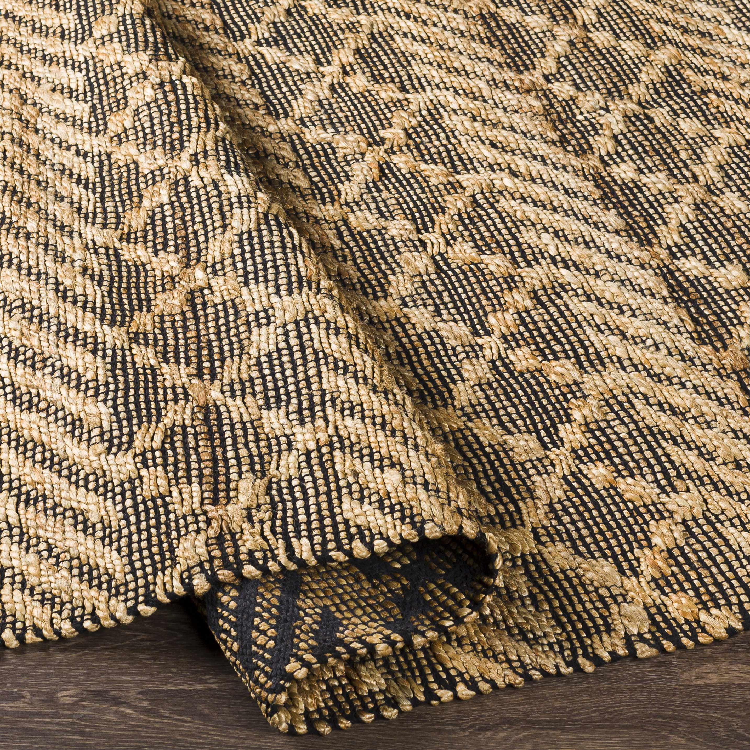 Hauteloom Malidong Jute Living Room, Bedroom Area Rug - Bohemian, Transitional - Tan, Black - 8'10" x 12'