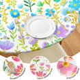 thumbnail image 4 of Artistic Floral Boho Round Tablecloth 44Inch, Elastic Edge Spillproof Cover for 38-42 Inch Tables, Unique Decor, 4 of 7